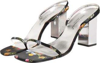 Dolce & Gabbana Black Silver Floral Block Heels Sandals Womens Shoes (Pre-Owned)