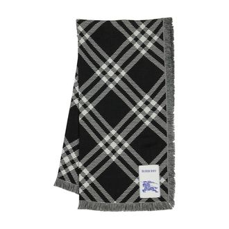 Burberry Wool Checked Scarf - Black
