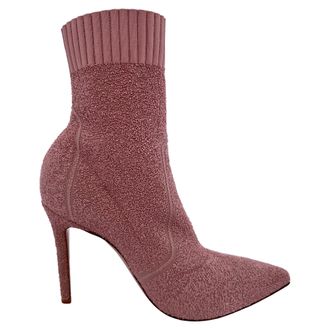 Gianvito Rossi Gianvito Rossi Boucle Knit Fiona Enkelboots in Roze Synthetisch