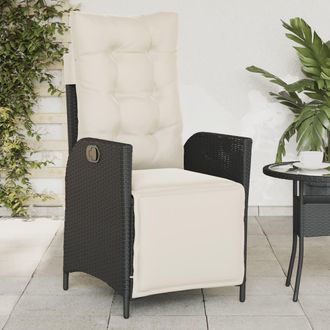 vidaXL Vidaxl - Sill&oacute;n Reclinable De Jard&iacute;n Con Reposapi&eacute;s Rat&aacute;n Pe Negro