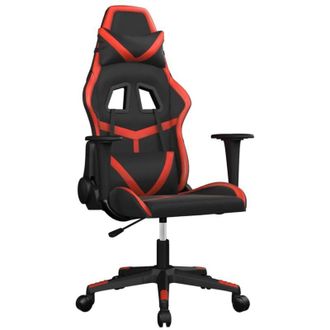 vidaXL Silla Gaming De Masaje Cuero Sint&eacute;tico Negro Y Rojo Vidaxl
