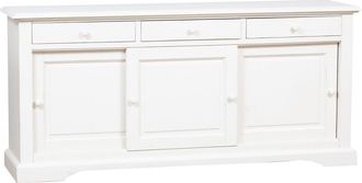 Biscottini International Alacena De Estilo Country De Madera Maciza De Tilo Acabado Con Efecto Blanco Envejecido 197x50x91 Cm