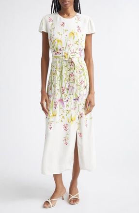 Reiss Lyra Floral Print Crepe Maxi Dress in Cream/yellow at Nordstrom, Size 12