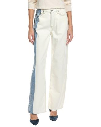 Rag & Bone Rag & Bone Featherweight Logan Mid-Rise Bleach Stripe Wide Leg Jean