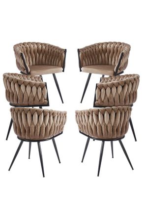 Regalos Miguel Packs Sillas Comedor - Pack 6 Sillas Widny Black Terciopelo - Champ&aacute;n