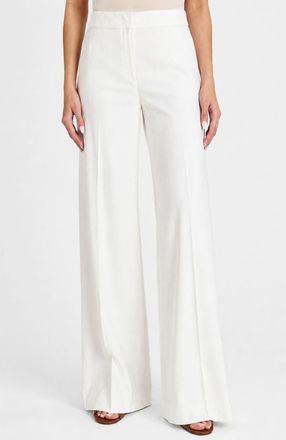 Santorelli Gigi Wide Leg Pant in Cotton Stretch in Ivory at Nordstrom, Size 14