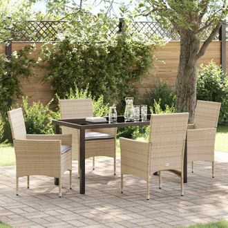 vidaXL Vidaxl - Conjunto De Comedor De Jard&iacute;n Con Coj&iacute;n 5 Pcs Beige Polirat&aacute;n
