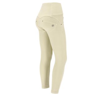 Freddy Pantaloni push up WR.UP 7/8 vita alta con bottoni in tessuto navetta con strappi