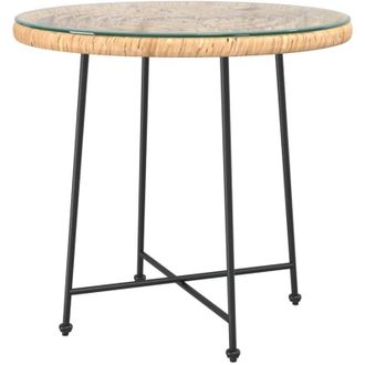 vidaXL Mesa De Comedor De Vidrio Templado Y Acero &Oslash;80 Cm Vidaxl