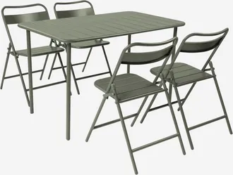 Sweeek Set Tavolo Da Giardino Bistrot Pieghevole In Acciaio Con 4 Sedie, 120cm