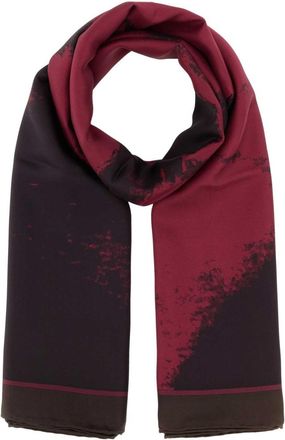 Alexander McQueen Maroon Black Printed Twill Foulard Scarf