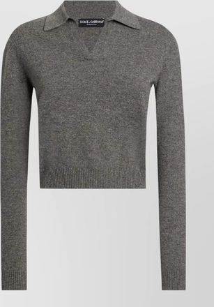 Dolce & Gabbana knit cropped henley long sleeve polo top