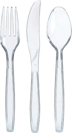 OEM Cubiertos De Pl&aacute;stico - 100 Tenedores 100 Cucharas 100 Cuchillos - Para Eventos Festivos Y Profesionales - 300 Unidades