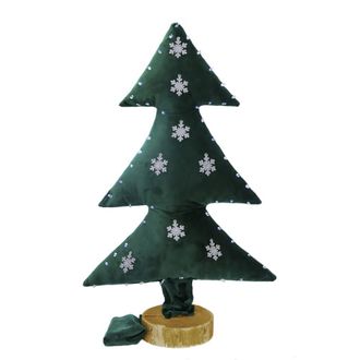 MX HOME Arbol de navidad luminoso de terciopelo verde con copos plateados 70cm