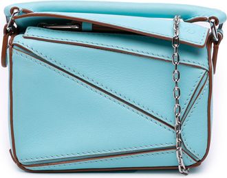 Loewe Pre-owned Womens Puzzle Mini Crossbody Bag - Light Blue Leather - One Size
