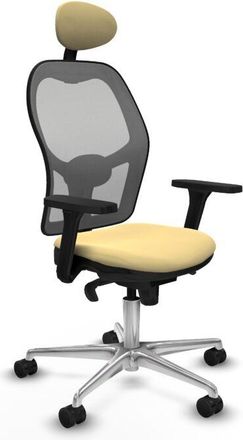 Piqueras y Crespo Piqueras Y Crespo - Jorquera Sincro Malla Gris Similpiel Crema Brazos 3d Base Aluminio Cabecero Fijo Ruedas 65mm Nailon