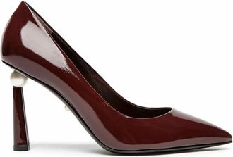 Alev&igrave; Bordeaux Patent Leren Beeldhouwhak Pumps - Dames - Pumps - Rood - 37 1/2 EU - Schoenen