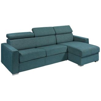 Vente-Unique Vente-unique - Divano letto angolare a ribalta con angolo reversibile Letto 140 cm Materasso 22 cm in Tessuto Blu - vizir