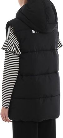 Givenchy Logo Black Sleeveless Hooded Puffer Jacket Size S