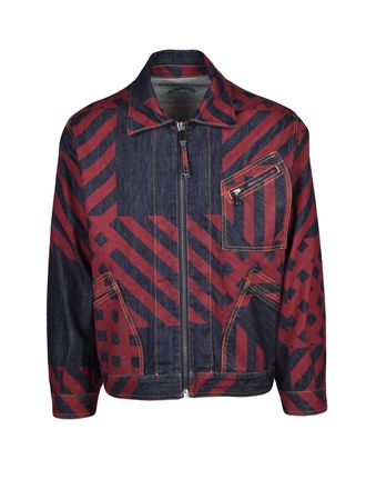 Vivienne Westwood Geometric Pattern Denim Jacket with Zip Closure