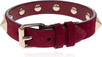 Valentino Garavani Suede armband met studs - Dames - Armbanden - Rood - ONE Size - Leer - Accessoires
