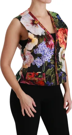 Dolce & Gabbana Womens Multicolor Floral Sleeveless Waistcoat Top Vest