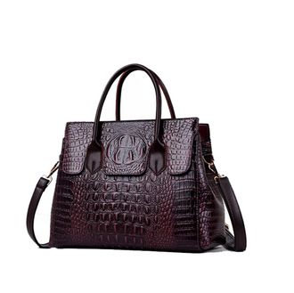 Generic Satchel Handbag for Women Crocodile Top Handle Purse Fashion Crossbody Bag Ladies Leather Tote Shoulder Bags (Purple)