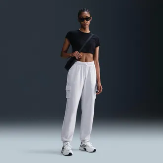 Nike Womens Nike Sportswear Club Fleece Mid-Rise Oversized Cargo Sweatpants in Brown | DQ5196-051