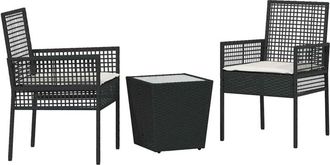 vidaXL Juego Bistro De Jard&iacute;n 3 Pcs Negro Polirat&aacute;n Vidaxl