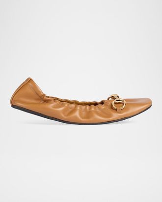 Gucci Prima Leather Ballerina Flats