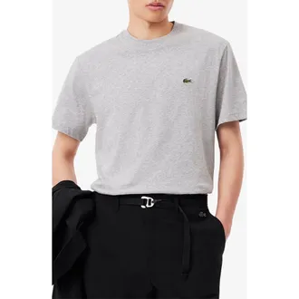 Lacoste Cotton Crewneck T-Shirt in Silver Chine at Nordstrom, Size 4