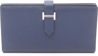 Herm&egrave;s Blue Epsom Leather Long Wallet (Bi-Fold) (Pre-Owned)