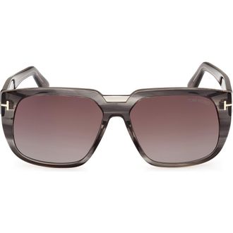 Tom Ford 56mm Square Sunglasses in Havana /Gradient Brown at Nordstrom Rack