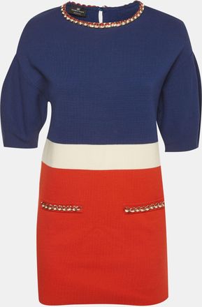 Elisabetta Franchi Multicolour Knit Chain Applique Mini Dress