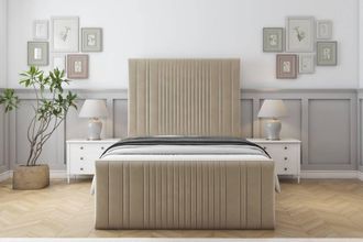 Sloomy Kingsley Coniston Bed Frame With 50 Upholstered Headboard in Cream | Size: King