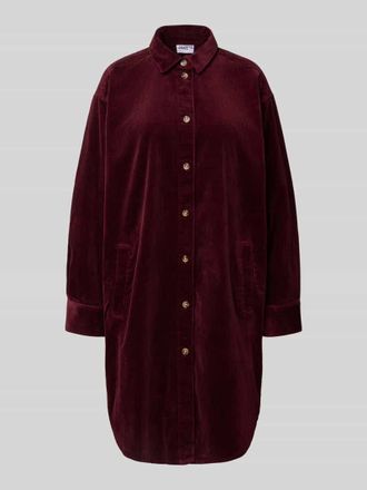 Jake*s Casual Knielanges Hemdblusenkleid aus Cord in Aubergine, Gr&ouml;&szlig;e 34