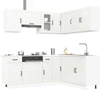 vidaXL Vidaxl - Mueble Cocina Lucca Blanco Brillo 11 Pzas Madera Contrachapada
