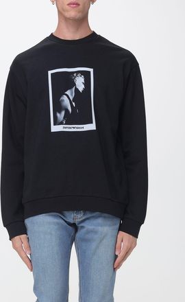 Emporio Armani Relaxed Fit Cotton Crewneck Jumper with Graphic Print