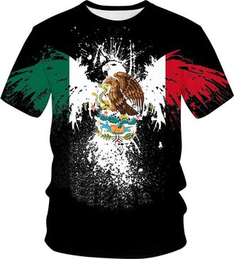 Generic Mens T-Shirts Mexican Mexico Flag Graphic Fit Tees Casual Crew Neck T-Shirt Personalised Short Sleeve T-Shirt, for Running, Sport, Workout, L