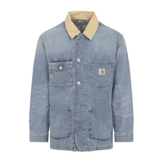 Carhartt Work in Progress Carhartt Wip, Denim Jackets, male, Blue, Size: L Warren Chore Coat