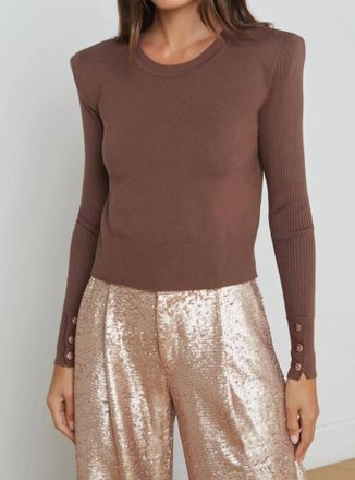 L'agence Sky Button Detail Cropped Top In Cocoa