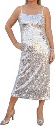 Hem & Thread Toast Of The Town Sequin Cami Midi Dress In Champagne