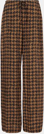 Dries Van Noten Houndstooth satin straight pants