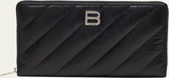 Balenciaga Crush Zip Quilted Continental Wallet
