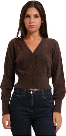 Yes-Zee YES Zee, Truien & Vesten, Dames, Bruin, XS, Polyester, Cropped Cardigan