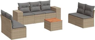 vidaXL Vidaxl - Juego De Sof&aacute;s De Jard&iacute;n Con Cojines Beige 8 Pzas Rat&aacute;n Pe