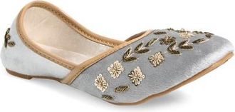Fuchsia Nawal Embroidered Flat in Gray at Nordstrom, Size 10