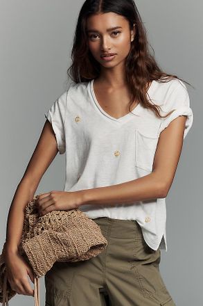 Pilcro Quinn Short-Sleeve V-Neck Tee by Pilcro