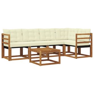vidaXL Conjunto De Sof&aacute;s De Exterior Con Coj&iacute;n 6 Pcs Natural Y Crema Vidaxl