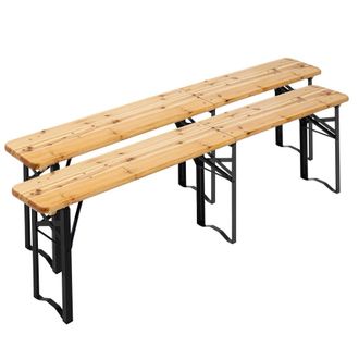 Oviala Lote de 2 bancos de cervecer&iacute;a de madera plegables de 218 cm
